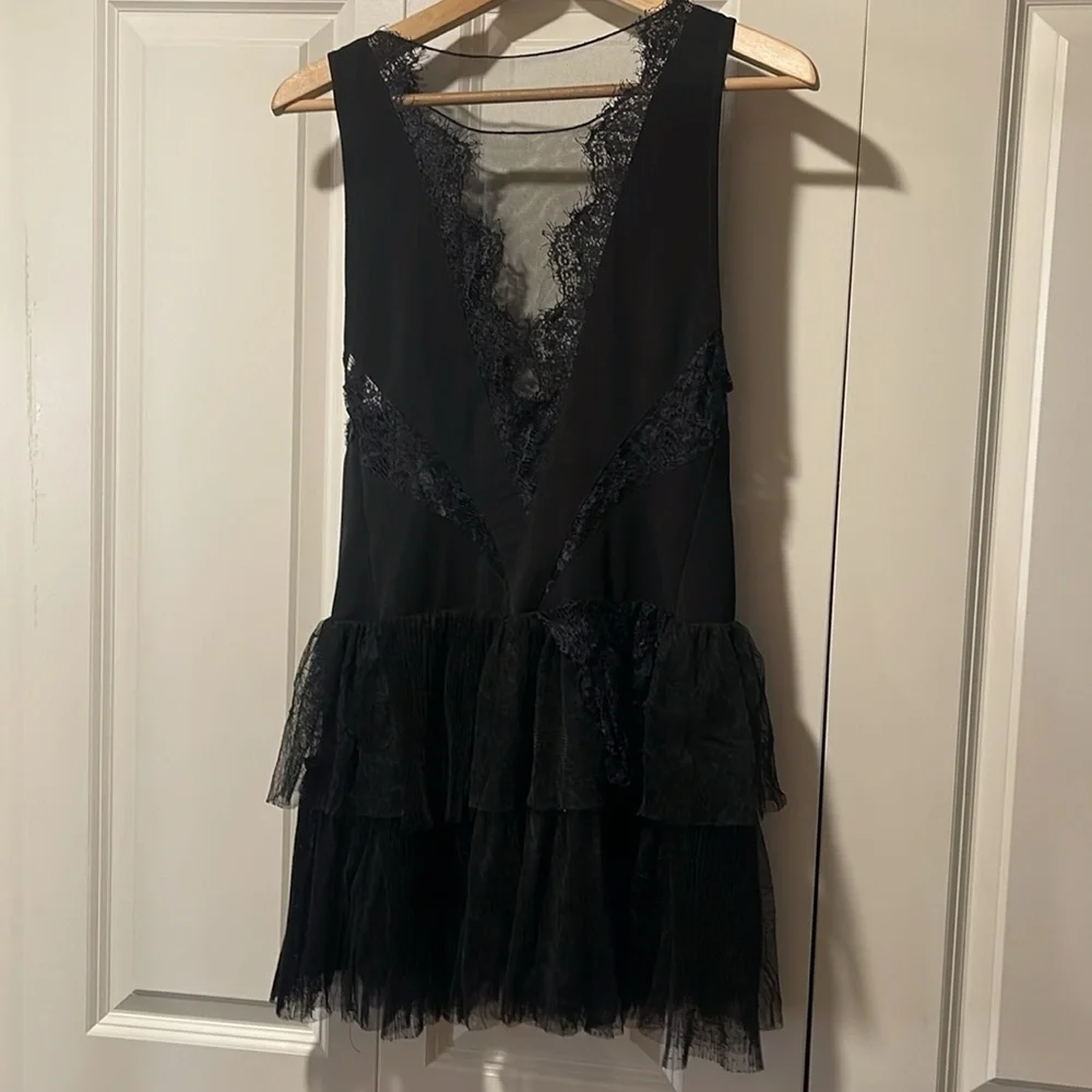 Free people Dove lace sheer mesh mini ruffle dress 4 - Picture 4 of 13